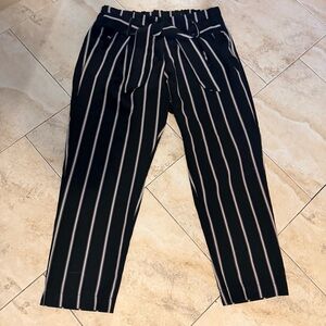 Streetwear Society Black Pinstripe Paperbag Pants – Size